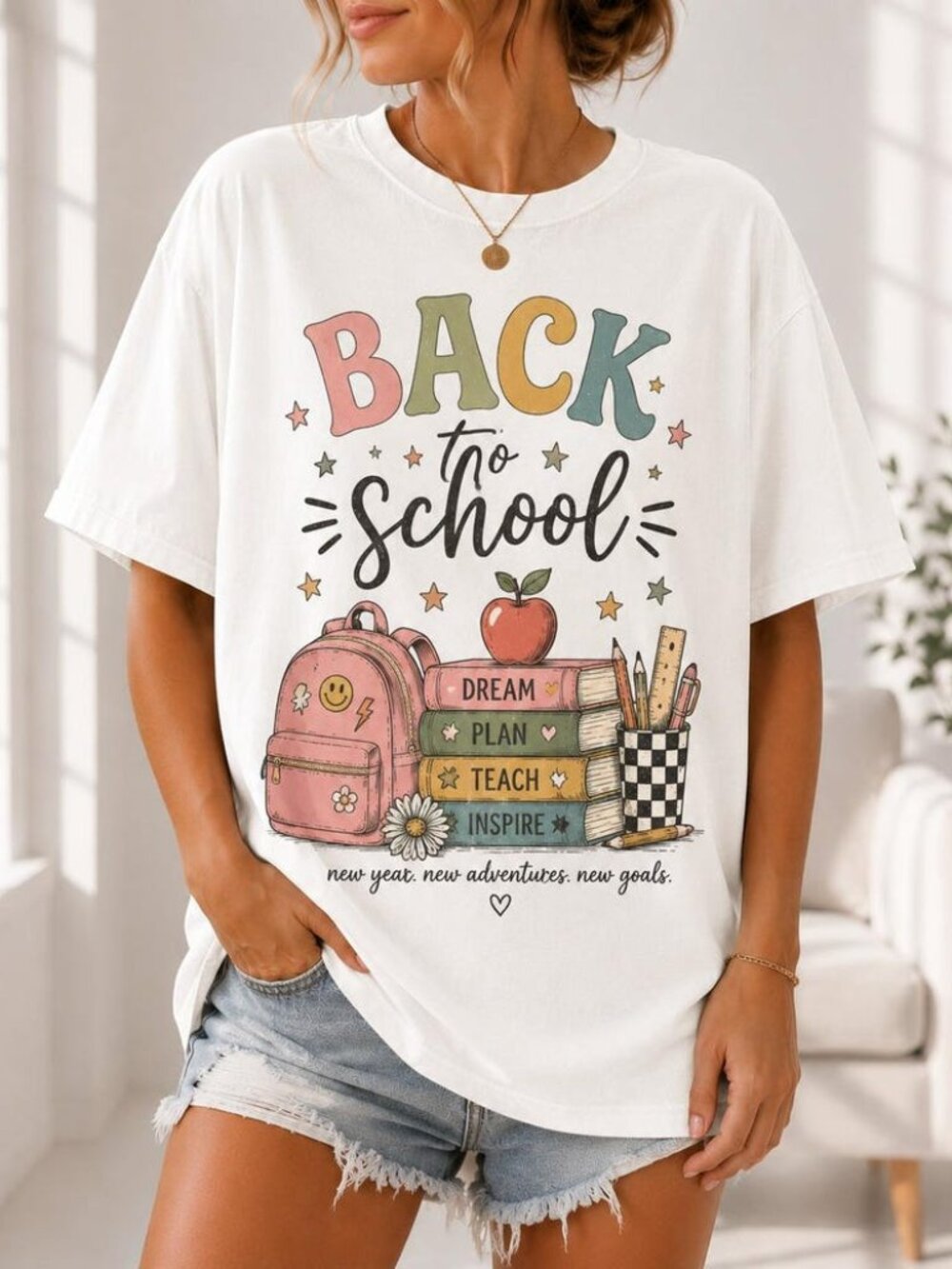 Back to School Teacher Shirt, Retro School Supplies Graphic Tee